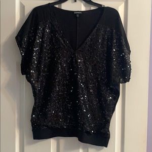 Express black sequin top
